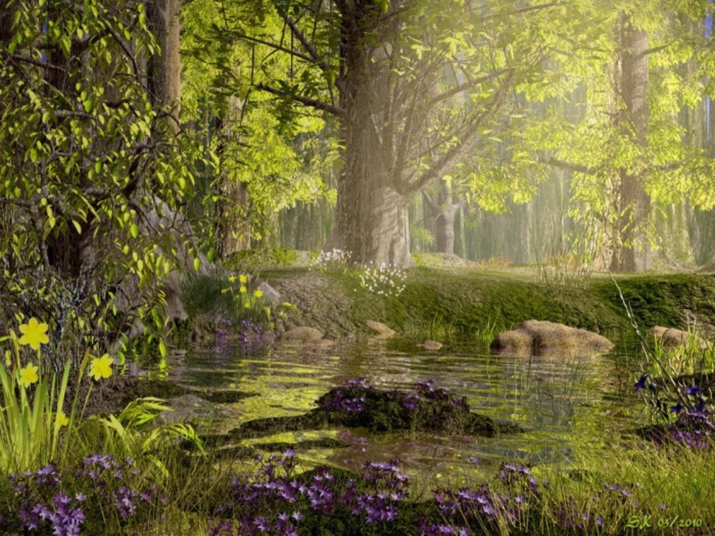 Enchanted Spring Forest Wallpaper