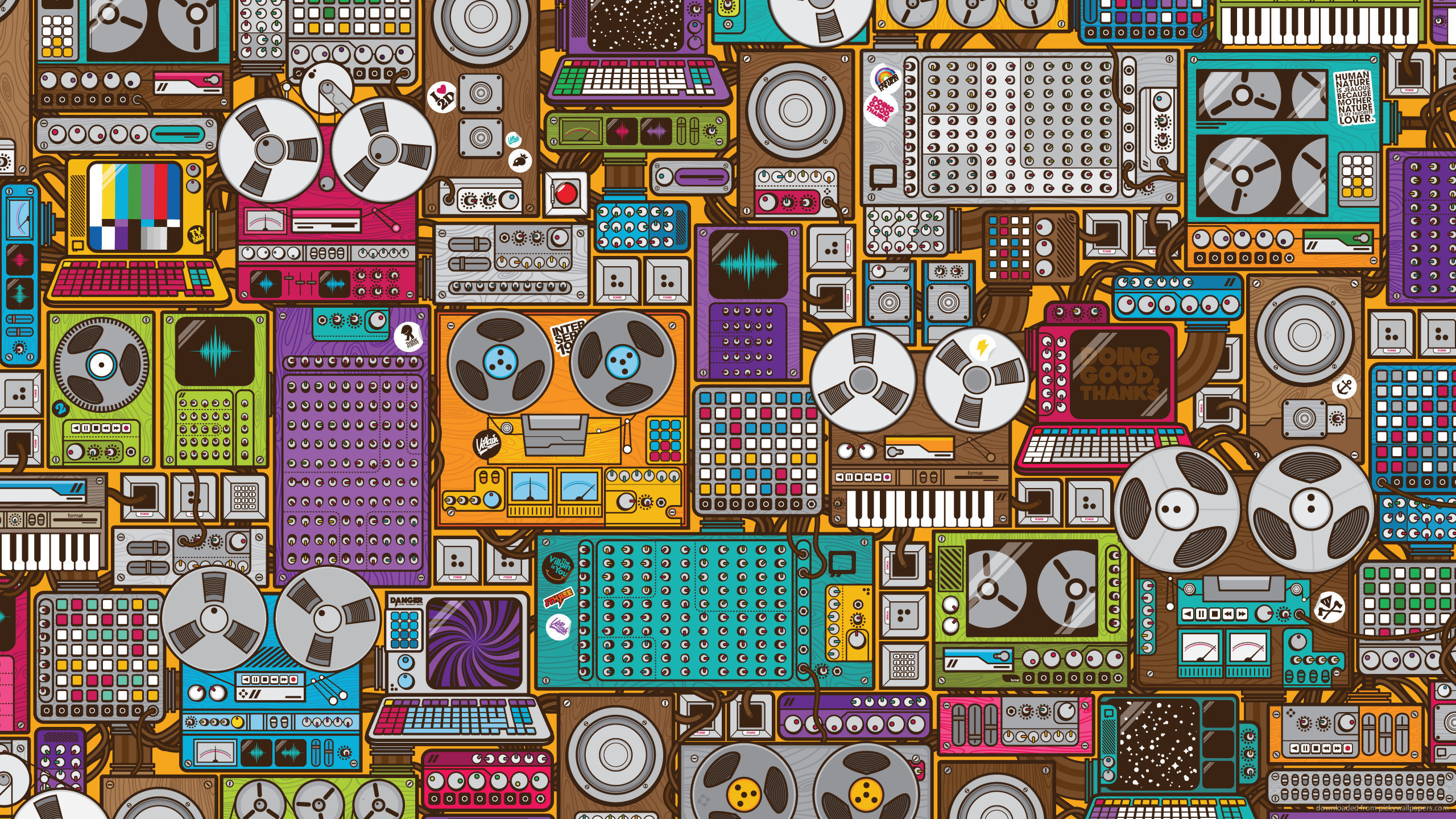 Retro Music Wallpaper Devices Pattern