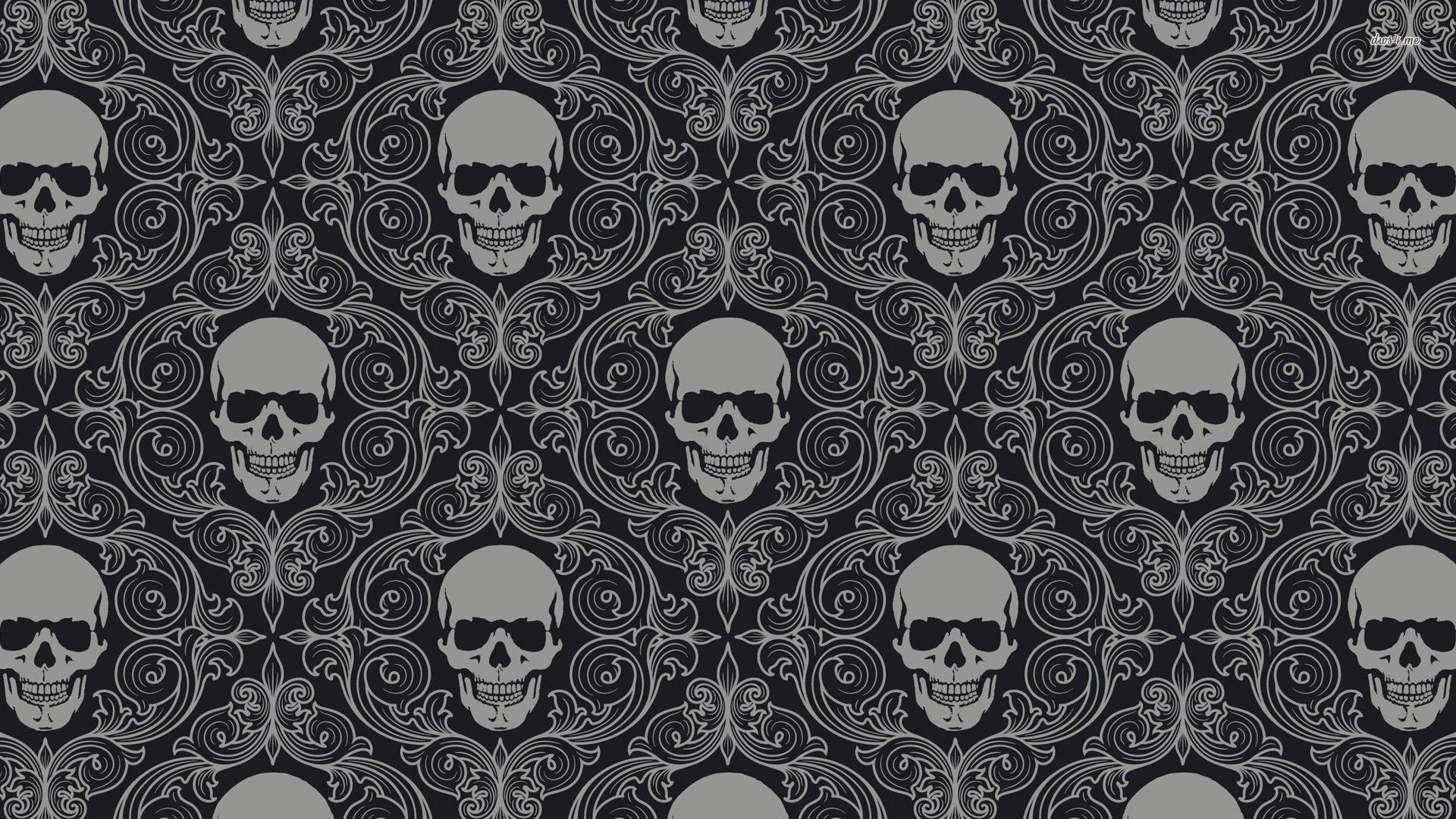 Gothic Skulls damask style black and white seamless pattern Stock Vector   Adobe Stock