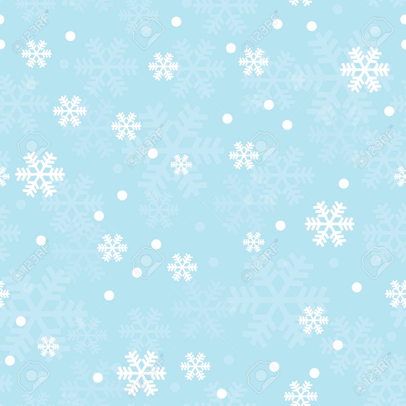 Blue Christmas Snowflakes Seamless Pattern Great For Winter