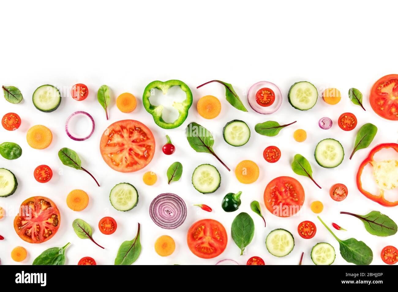 Fresh Summer Vegetables A Flat Lay On White Background Vibrant