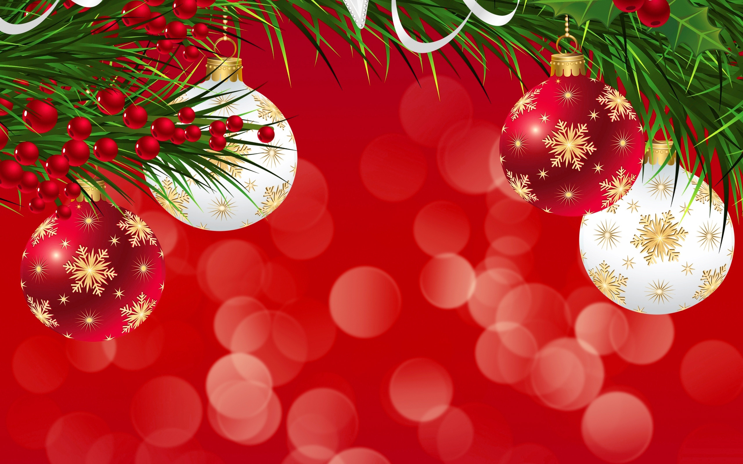 Red Christmas Background With Ornaments Background