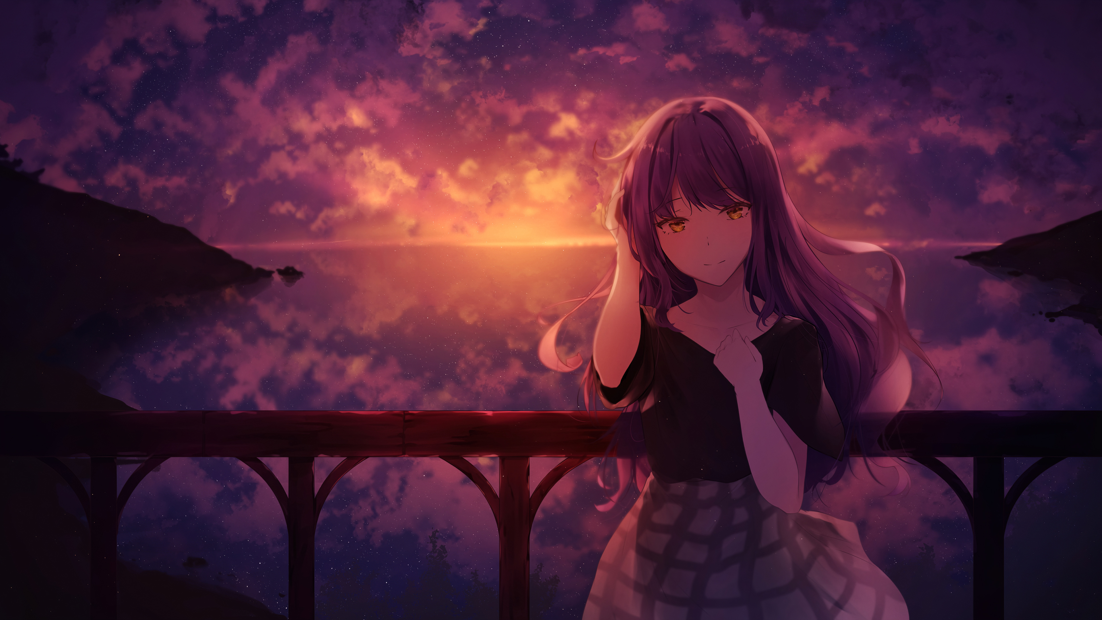 Mocca Sunset Anime Girl 4k Laptop Full HD 1080p Wallpaper