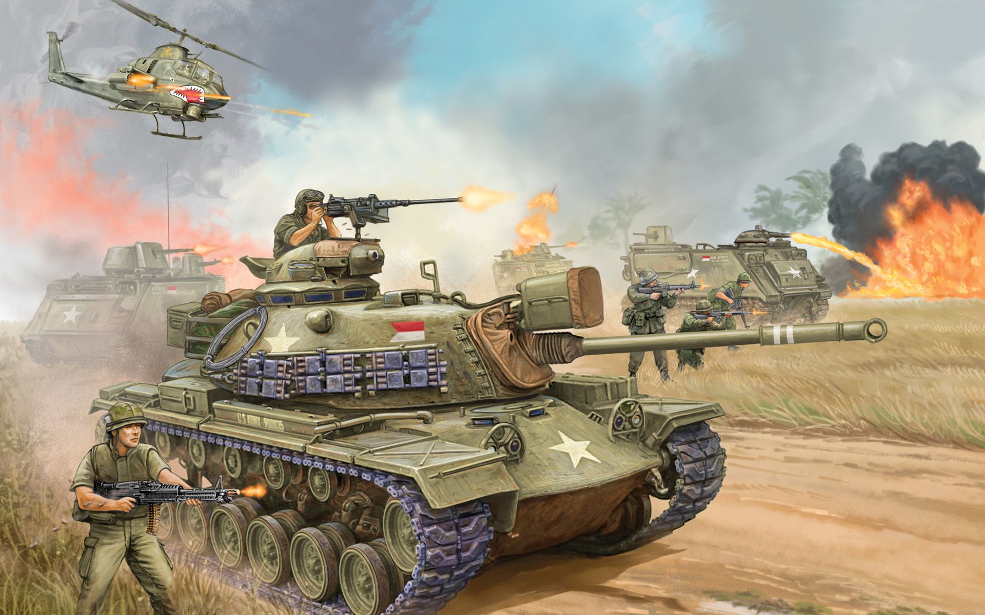 M48 Patton Tank Vietnam War Art
