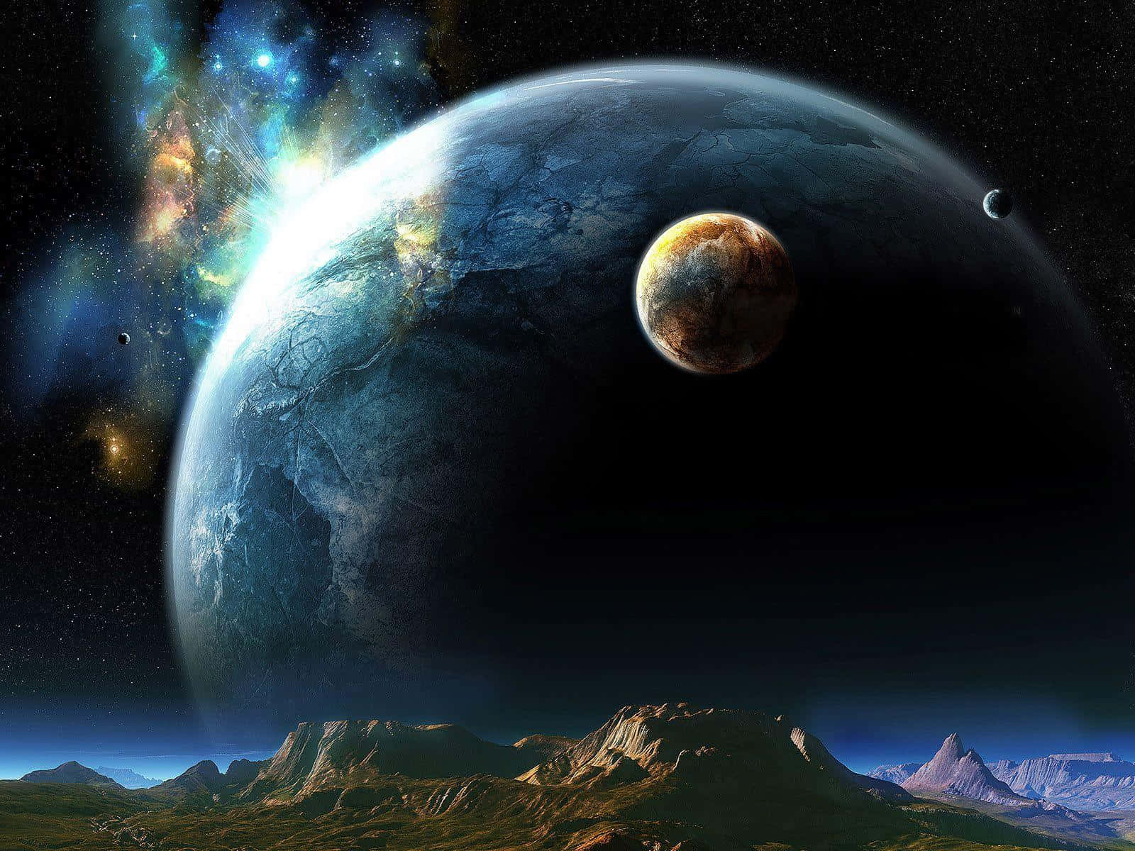 Huge Planet And Moon 95ylmcwv86nxhww1 Wallpaper