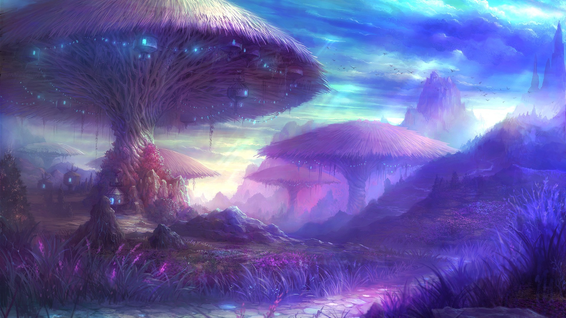 Fantasy Art Magic Mushrooms Aion Online Wallpaper HD