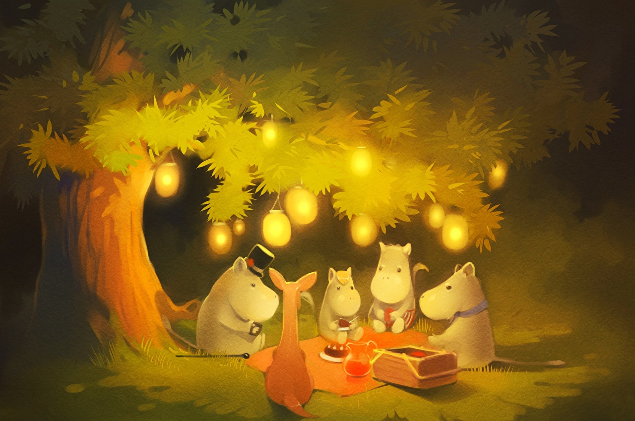 Picture The Moomins Lantern Cartoons Trees
