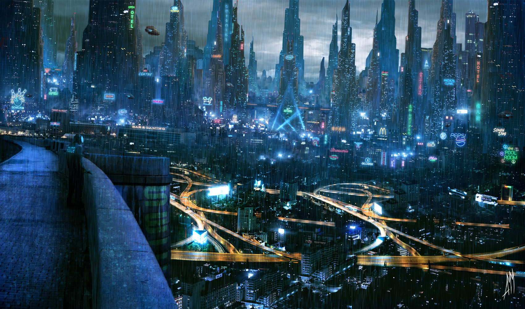 Cyberpunk Sci Fi Cities Futuristic Lights Artistic Cg Digital Art