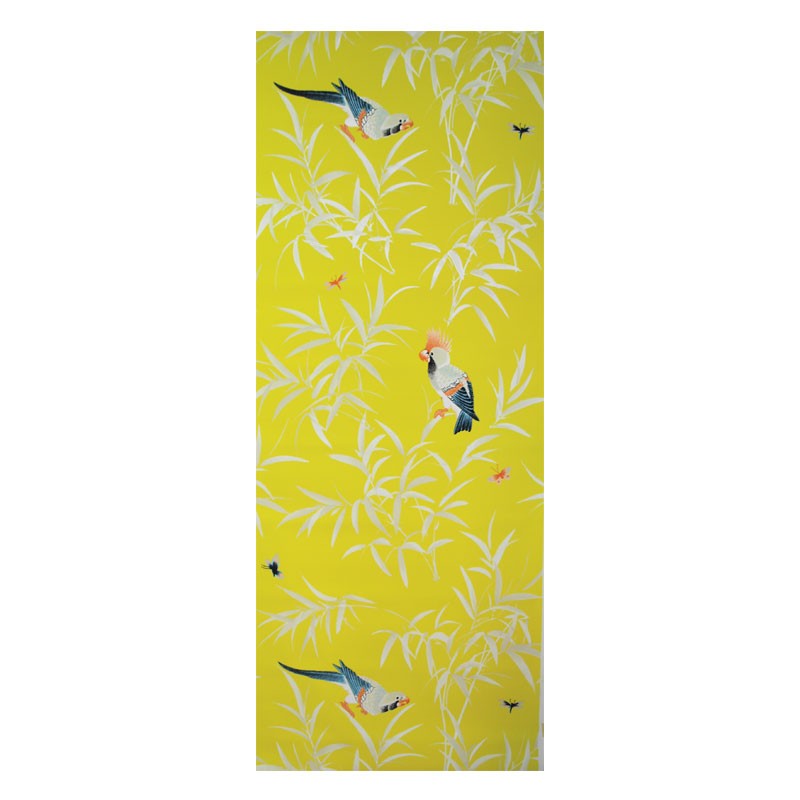 Yellow White Bamboo Birds Wallpaper