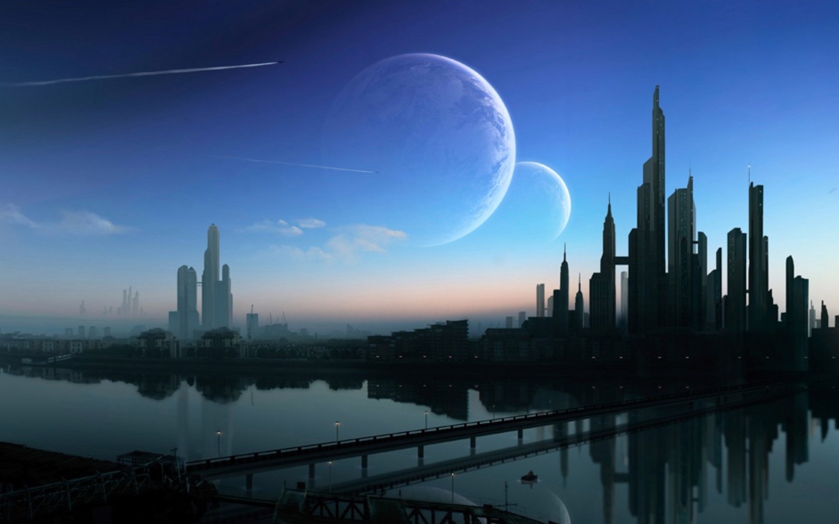 City Sci Fi Wallpaper Background