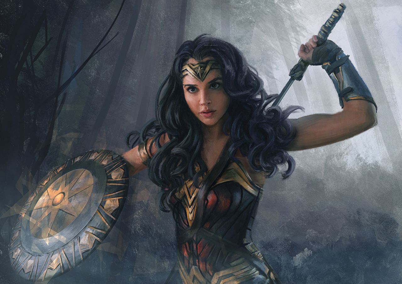 Image Wonder Woman Film Gal Gadot Shield Brute Girl