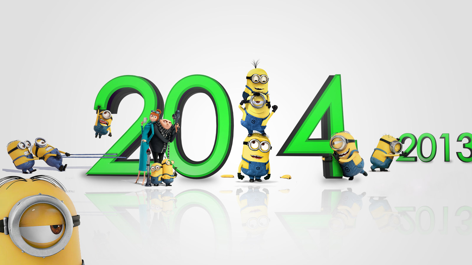 Download Happy New Year 2014 Minions HD Wallpapers 6126 Full Size 1600x900