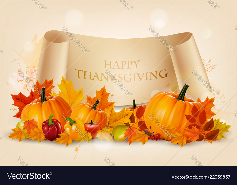 Happy Thanksgiving Background With Autumn Vector Image