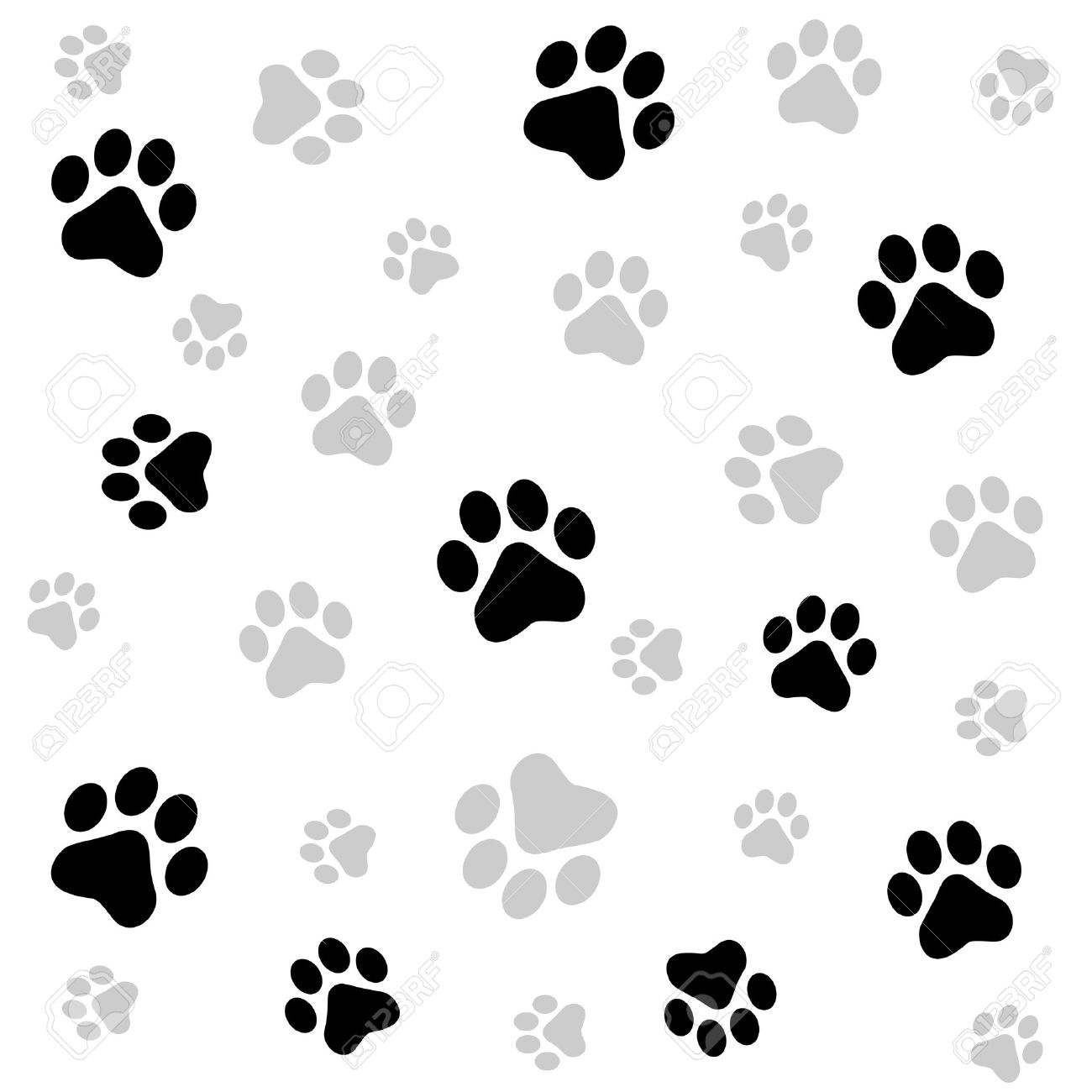 Dog Paw Print Seamless Pattern On White Background Royalty