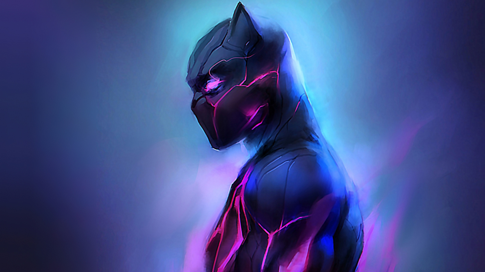 Download Artwork Black Panther glowing suit wallpaper 1600x900