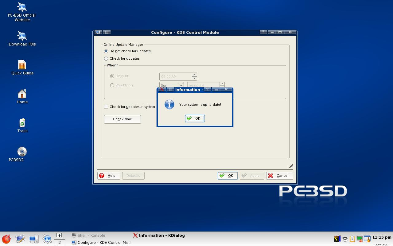 Pc Bsd Desktop With Online Update Manager
