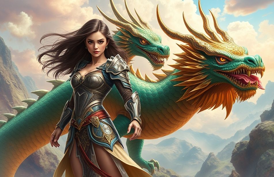 Woman And Dragon Wallpaper