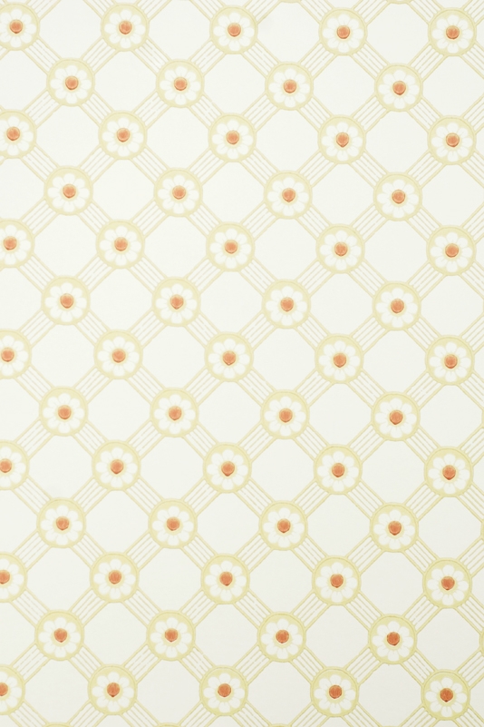 Rosette Trellis Wallpaper Off White With Light Brown Gold