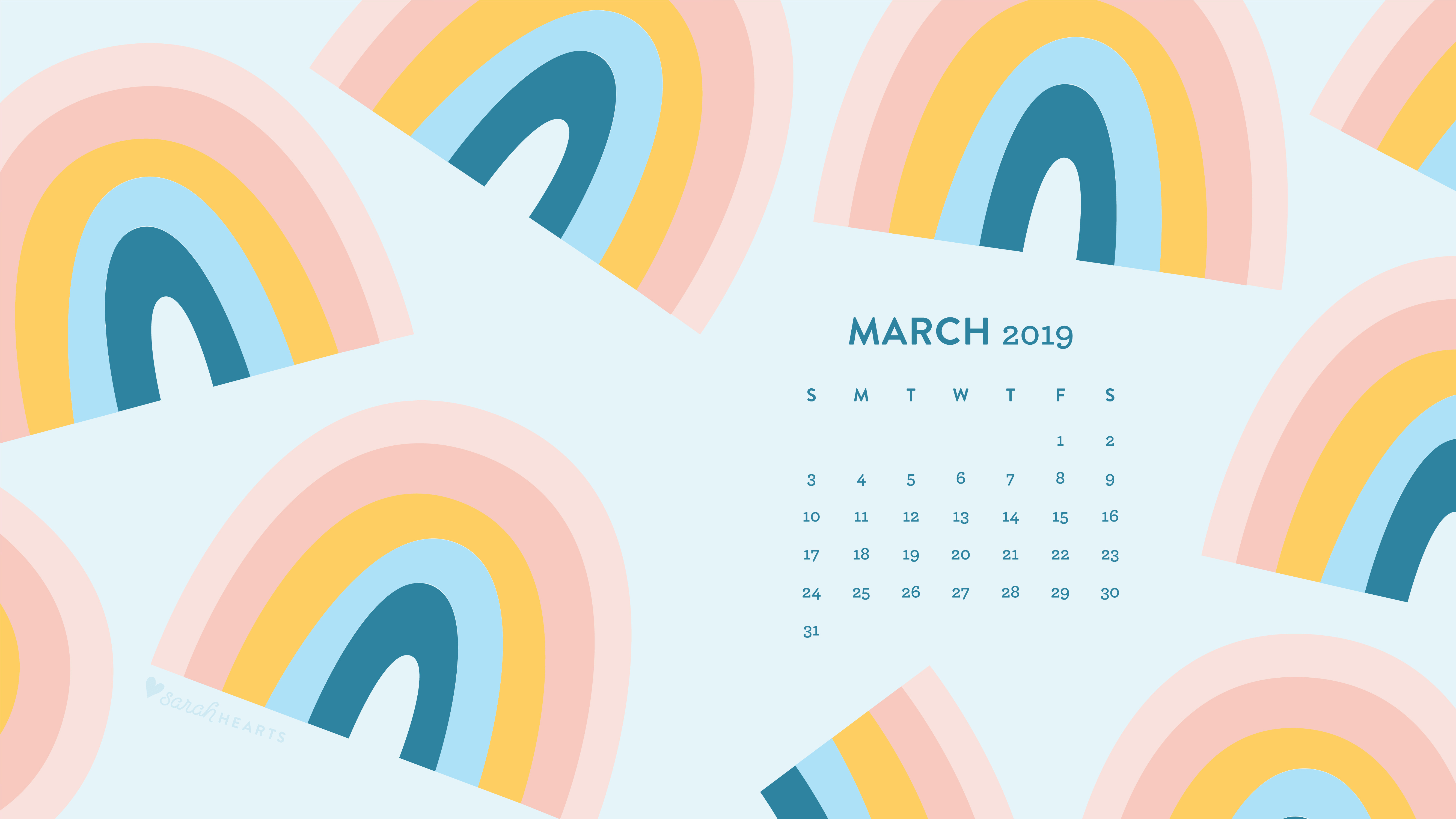 March Rainbow Calendar Wallpaper Sarah Hearts