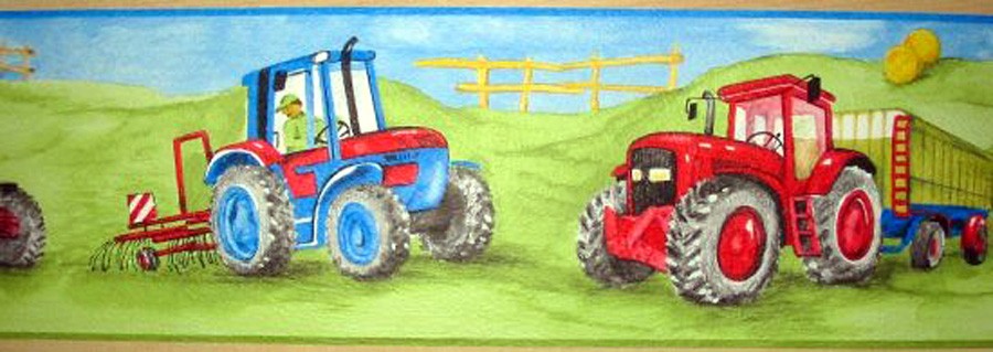 Green Wallpaper Border 5m High Quality Tractor Themed