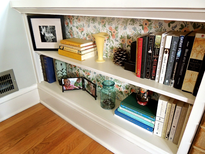 Easy How To Wallpaper Bookshelves Give A New Look