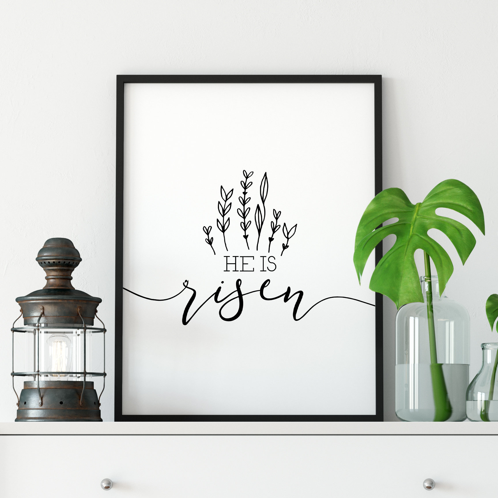 He Is Risen Easter Sign Bible Verse Wall Art Printable