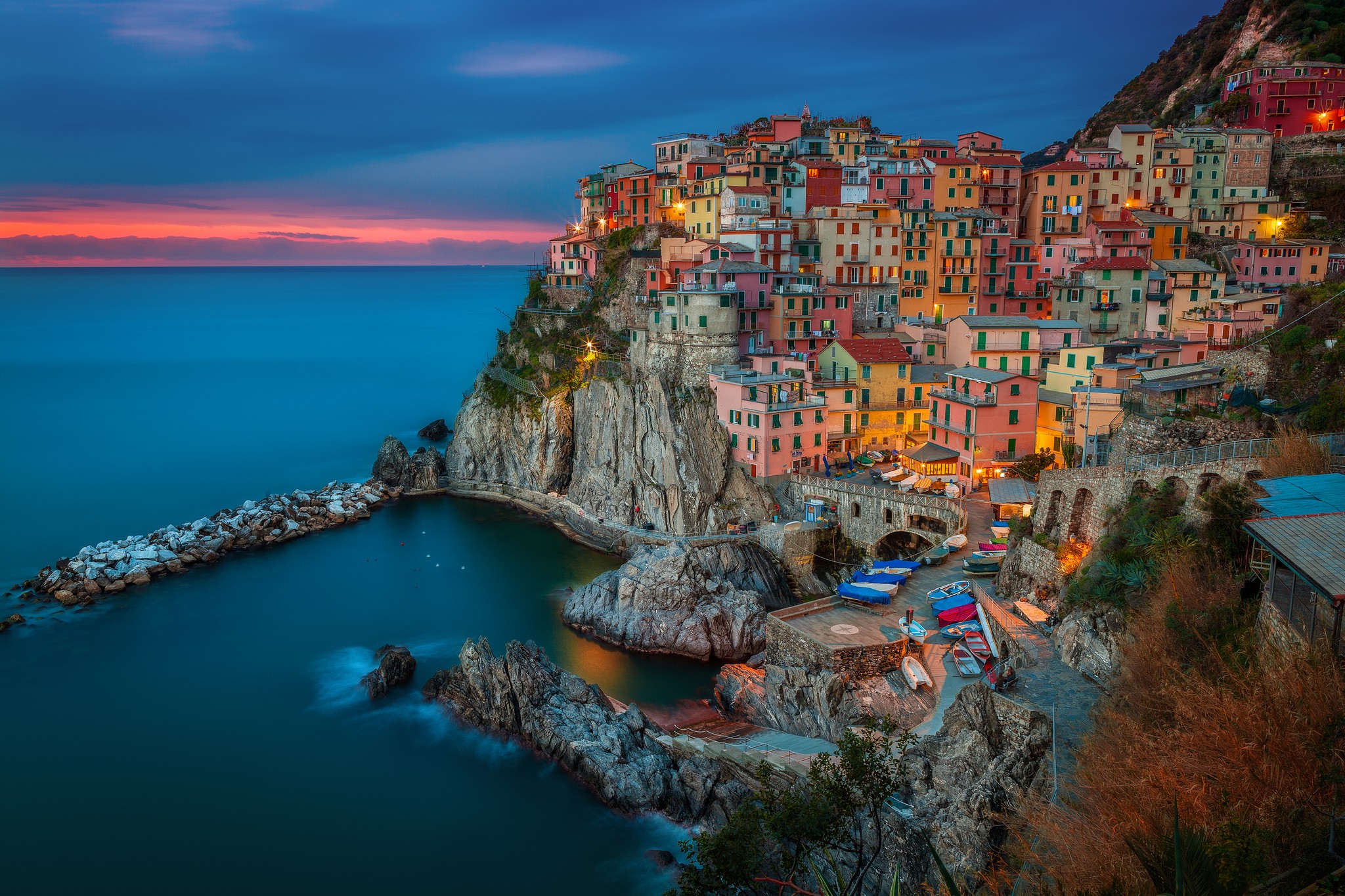 Landscape City Italy Manarola Cinque Terre Wallpaper HD