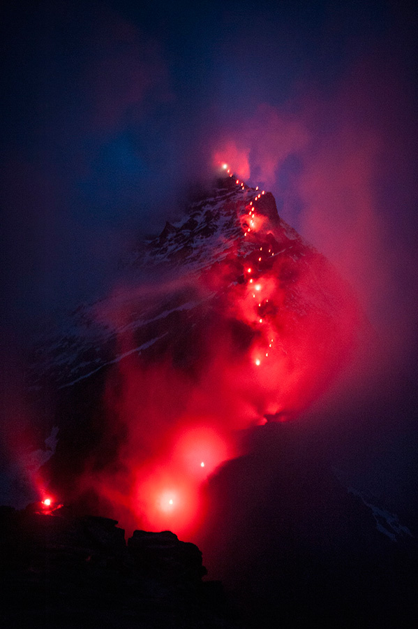 How A Photographer And Team Of Climbers Lit Up The Matterhorn
