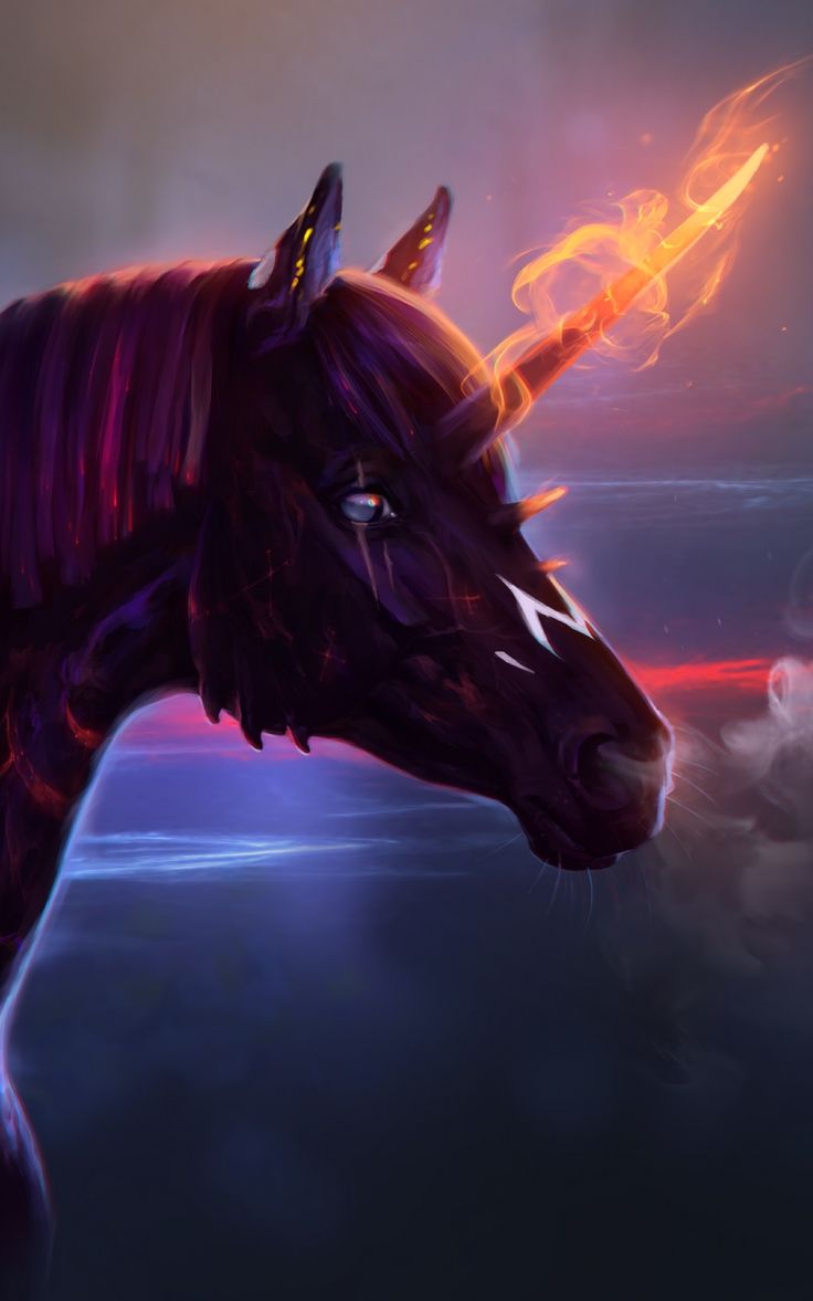 Wallpaper Fire Unicorn Art Horse