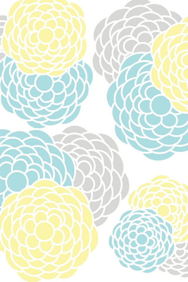 Mint Gray And Yellow Flowers Wallpaper