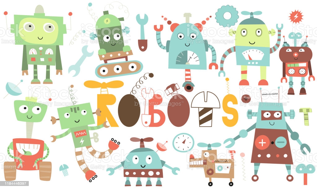 Set Of Cute Robots Stock Illustration Image Now Istock