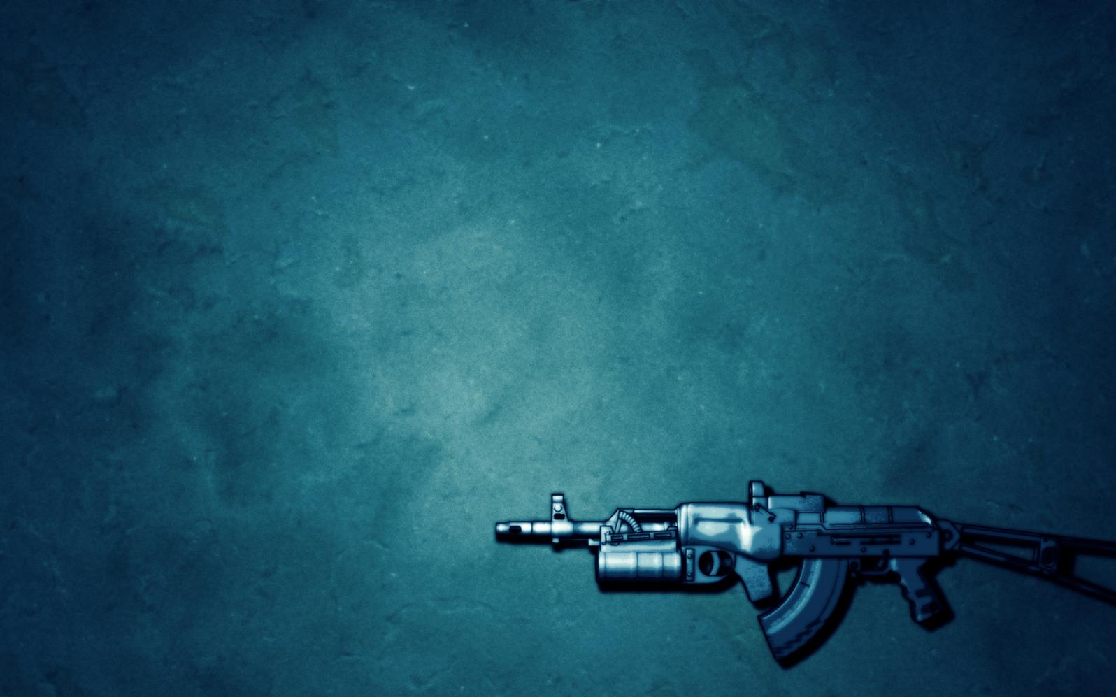 Blue Background Games Gun HD Wallpaper 1596x997