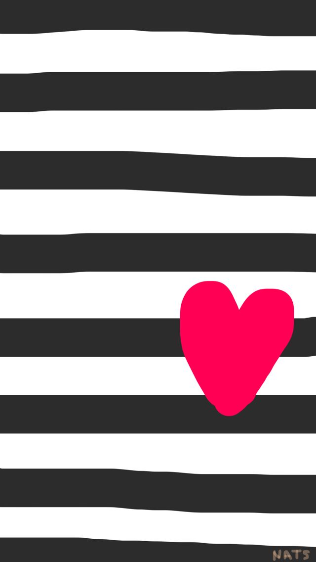 Black And White Stripes With A Heart Phone Wallpaper