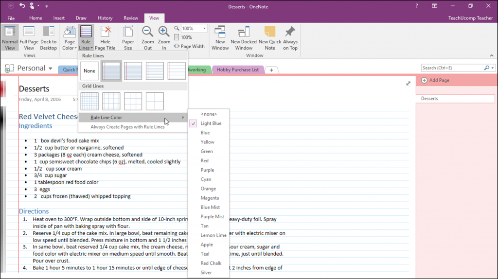 Format Background In Onenote Instructions