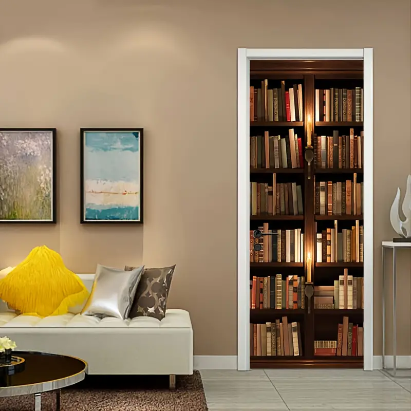 🔥 Free download 3d Book Shelf Wallpaper Self adhesive Door Mural And ...