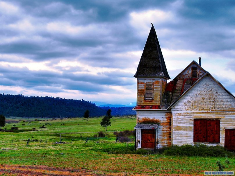 Old Country Church Wallpaper
