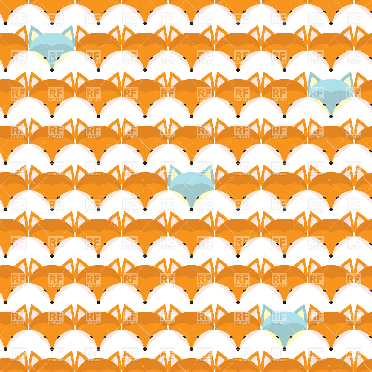 Seamless Pattern With Cute Cartoon Fox Faces Royalty