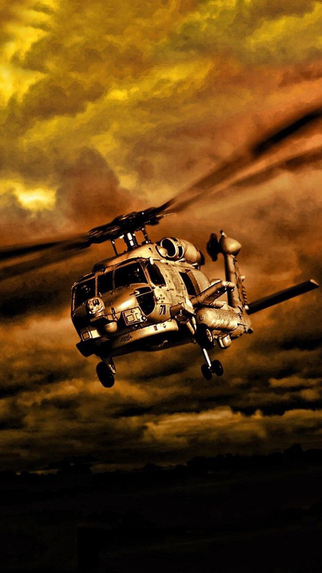 War Helicopters In Cloudy Sky iPhone Wallpaper