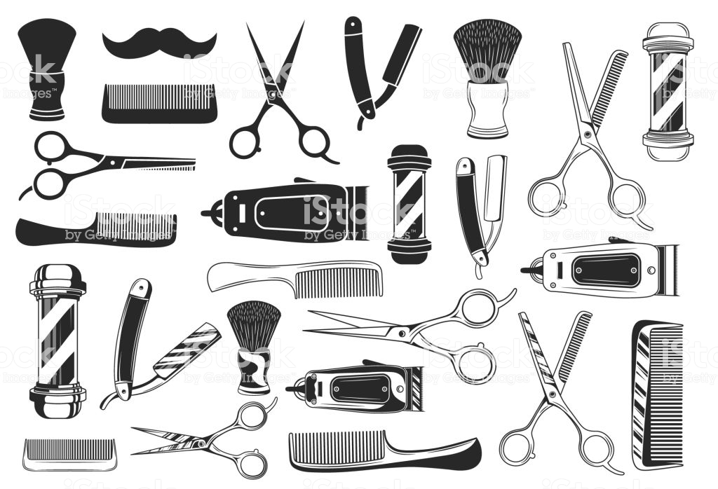 Large Set Of Haircut Or Barbershop Icons And Elements Isolated