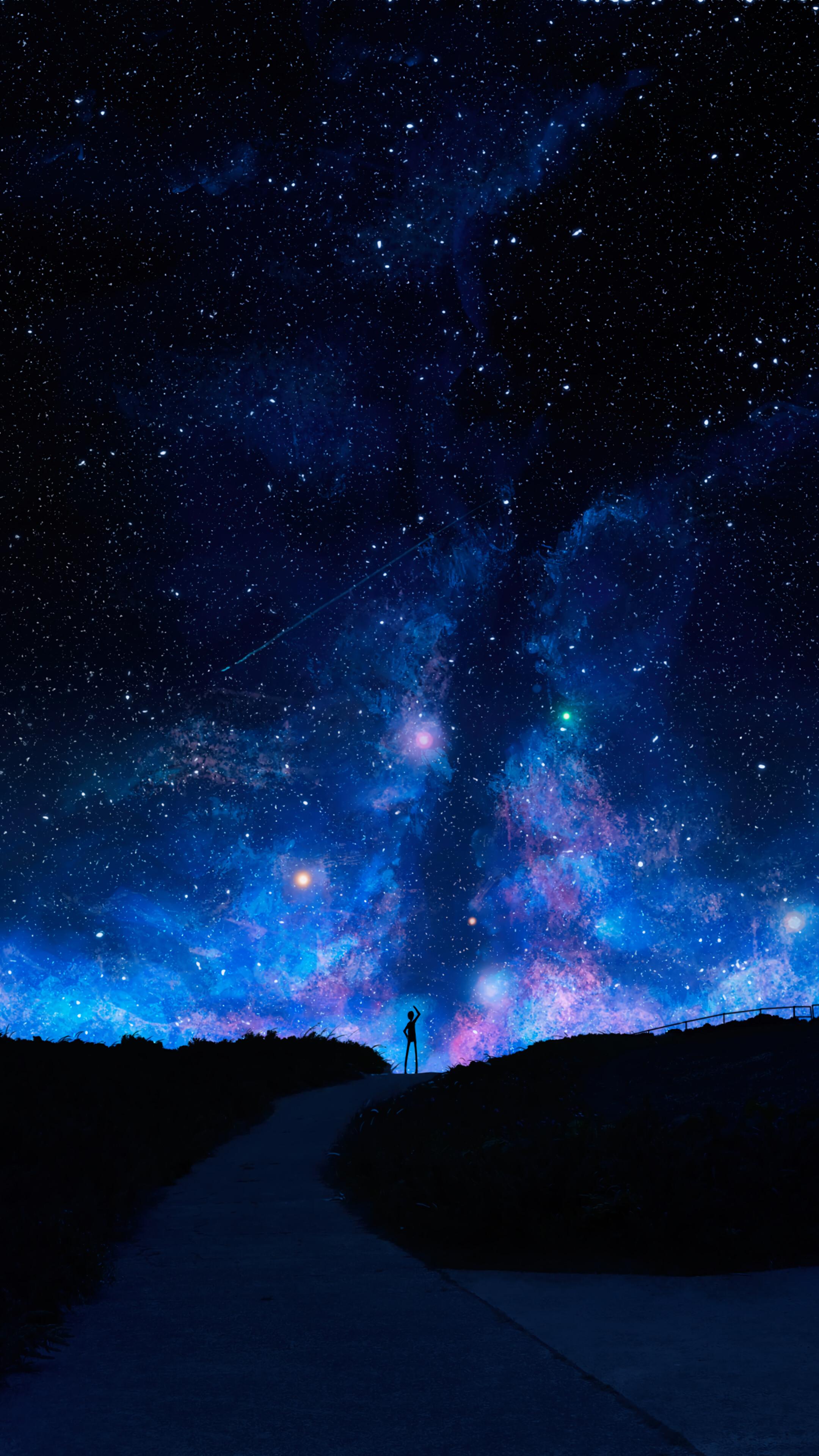 Night Sky Stars Scenery Art 4K Wallpaper iPhone HD Phone 40h