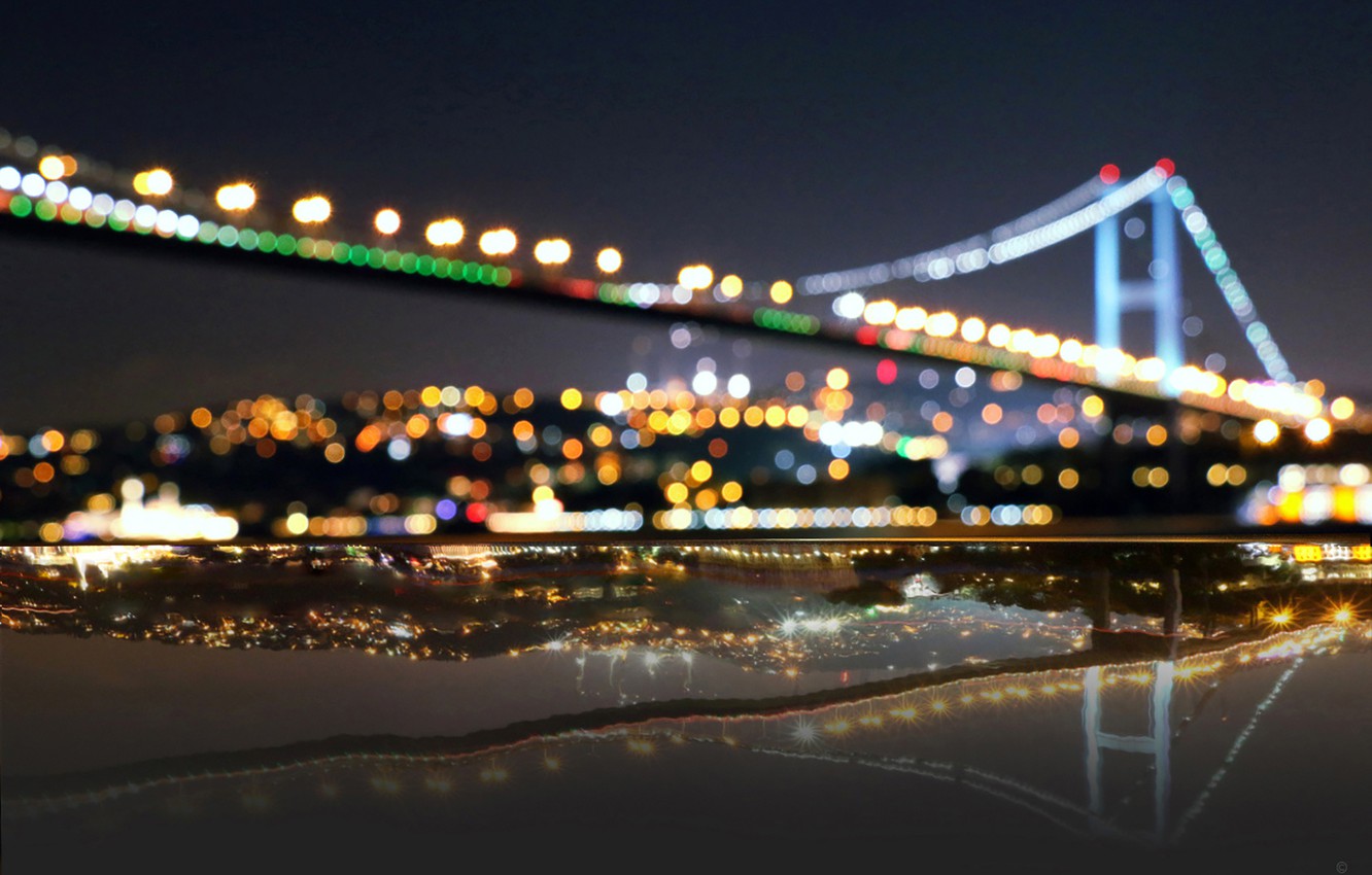 Wallpaper Sea Bridge Strait Istanbul Turkey Bokeh The