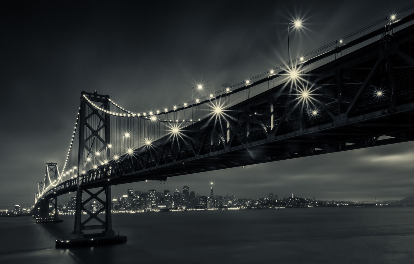 Wallpaper Night Bridge The City Lights Ca San Francisco