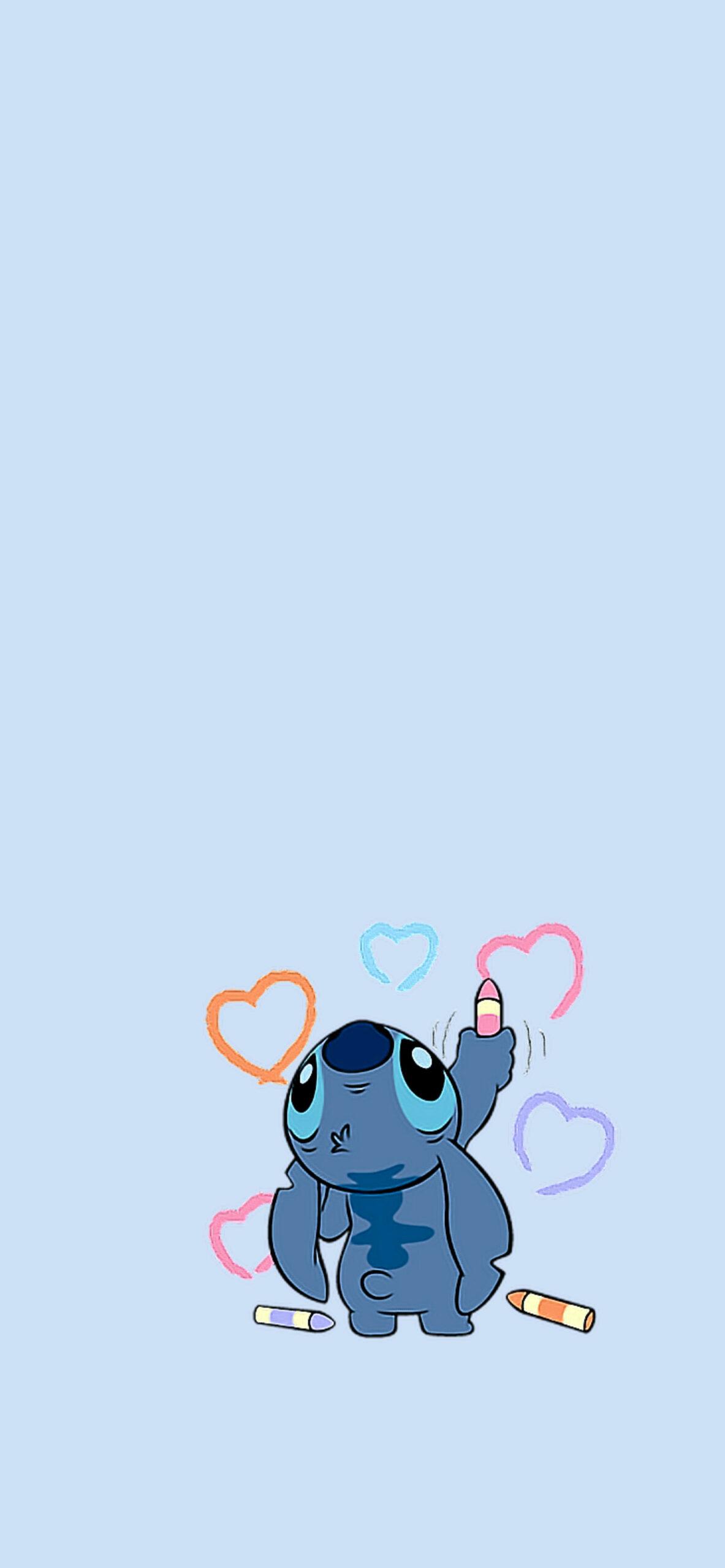 Stitch Drawing Blue Wallpaper Cool For iPhone