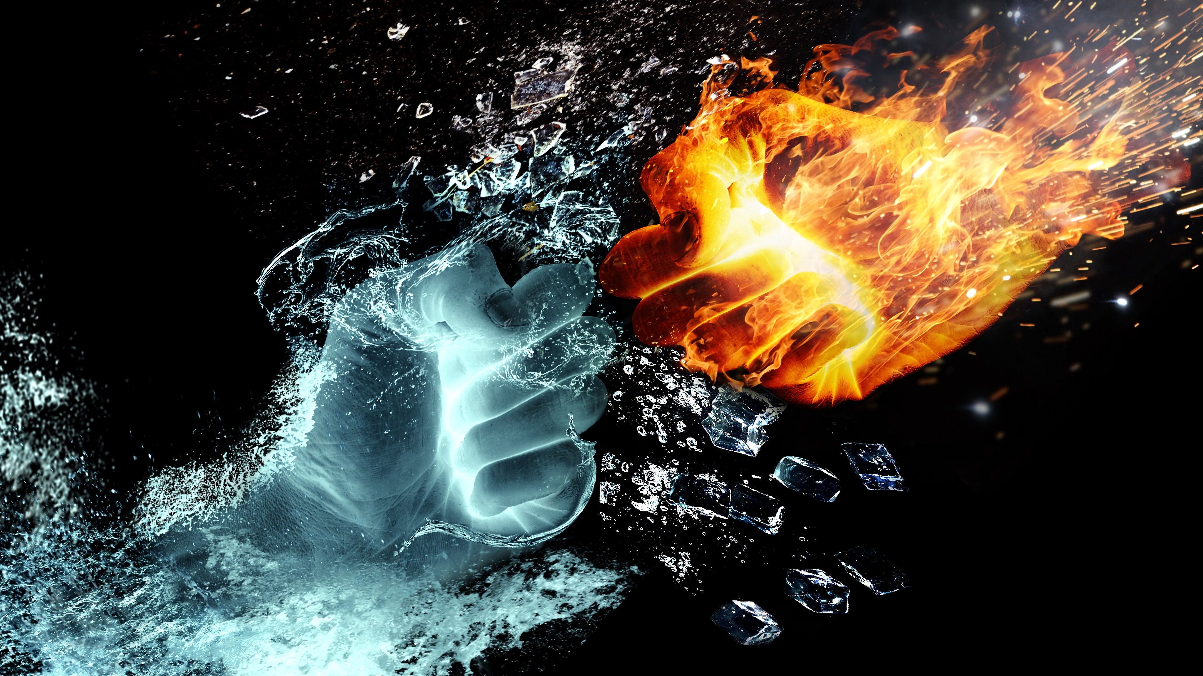 Cool Fire And Water Wallpaper