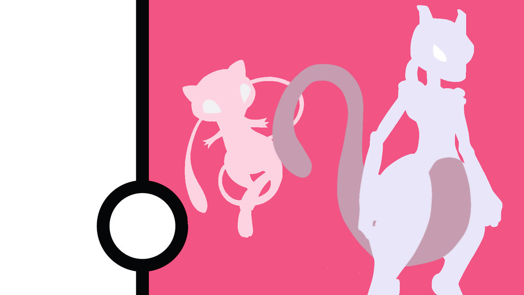 Mewtwo And Mew Minimalist Wallpaper By Narflarg