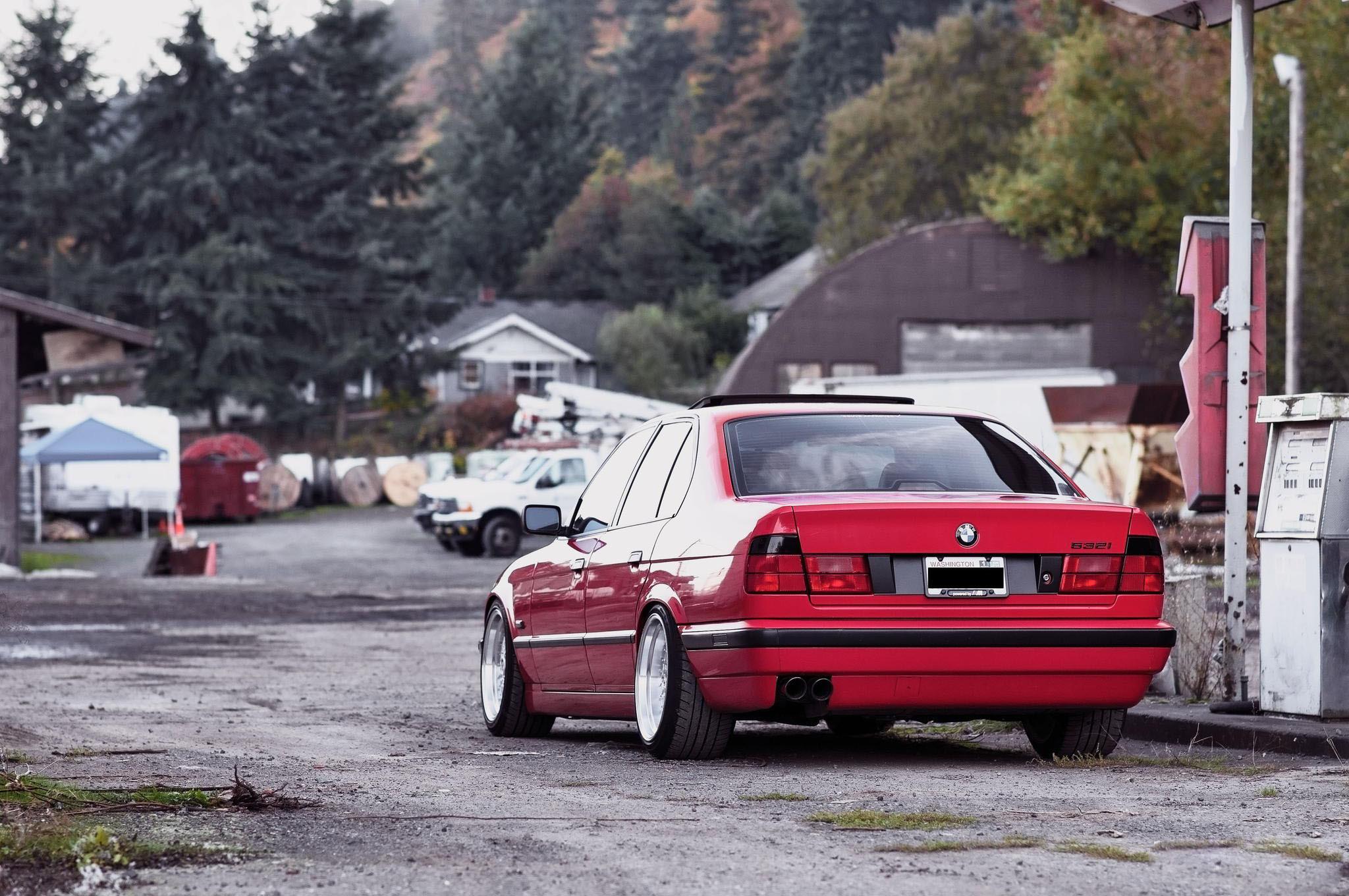 Bmw E34 532i Tuning Red Cars Rear Wallpaper