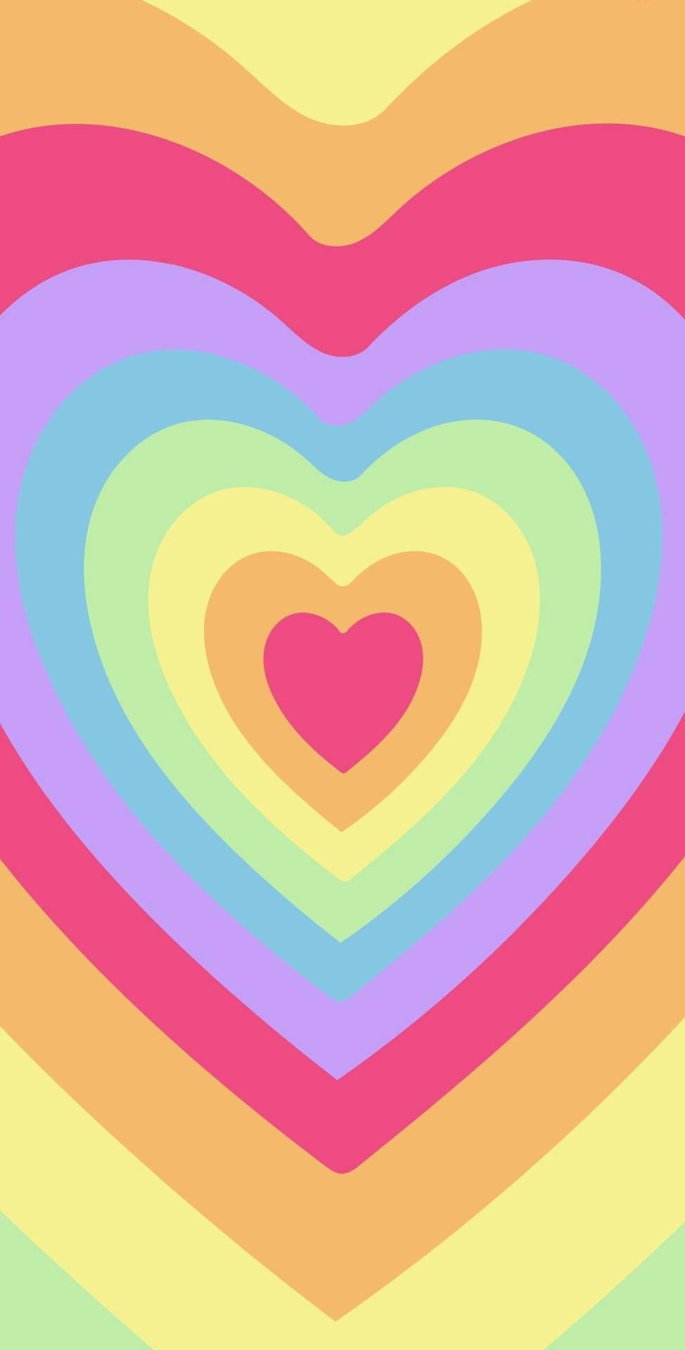 Y2k Hearts With Pastel Colours Wallpaper