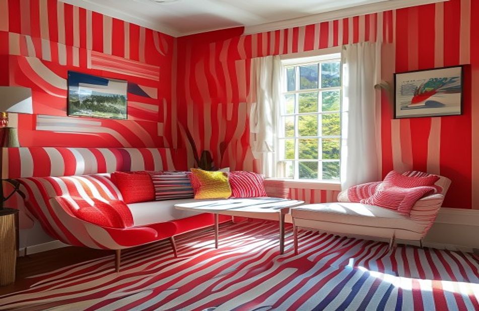 Red And White Striped Wallpaper