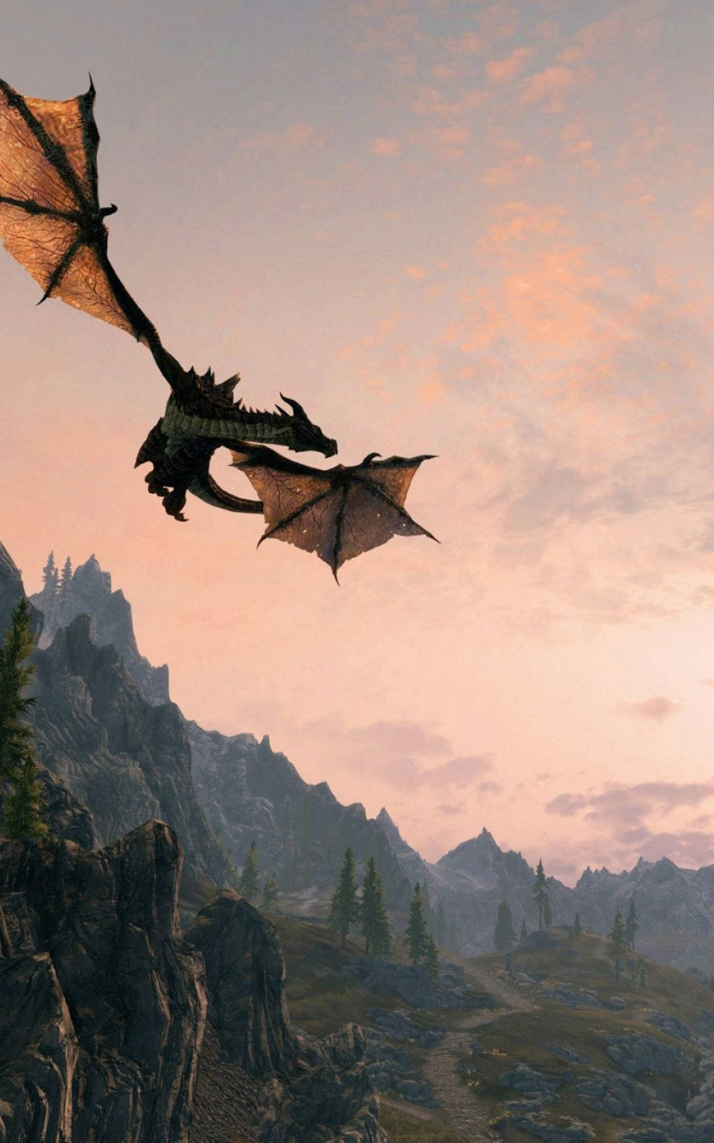Skyrim iPhone Flying Dragon Qa5sxbtyq0oyd8hk Wallpaper