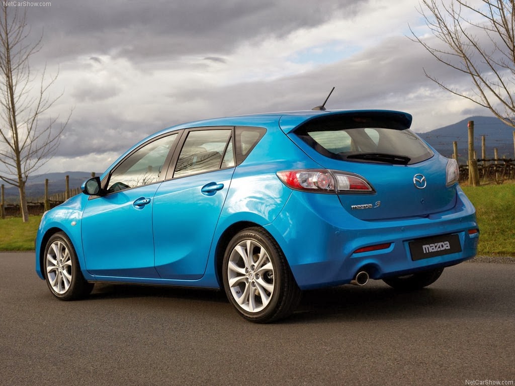 Mazda Rear Wallpaper Hatchback Blue Color Five Passenger